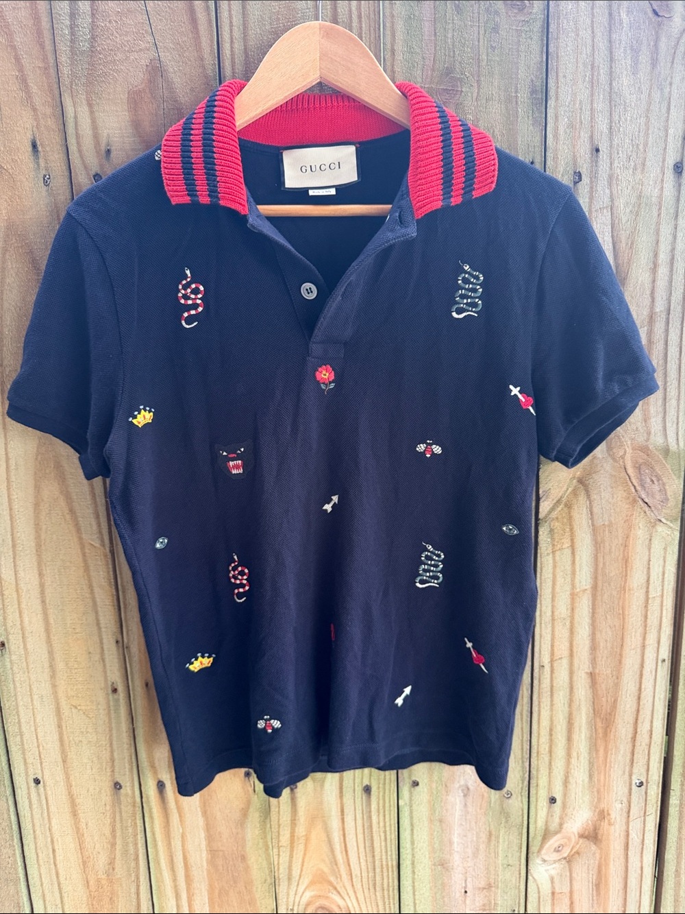 GUCCI Front embroidered polo shirt  men’s small